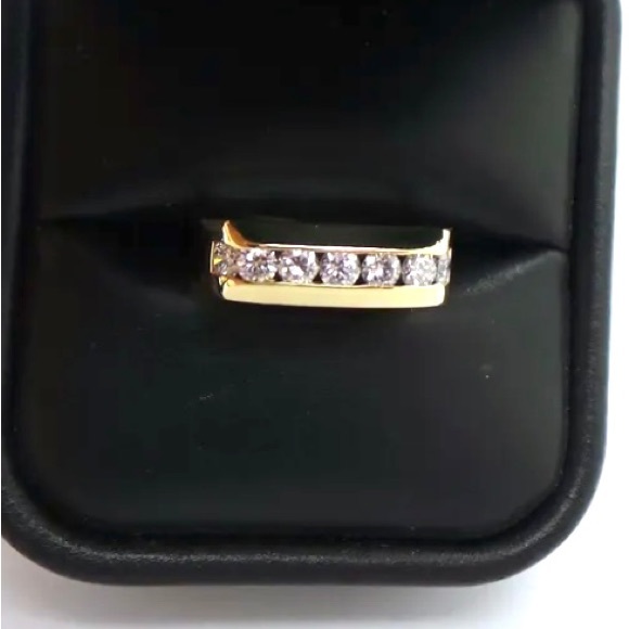 18K YELLOW SOLID GOLD Ladies DIAMOND BAND RING - Picture 8 of 11